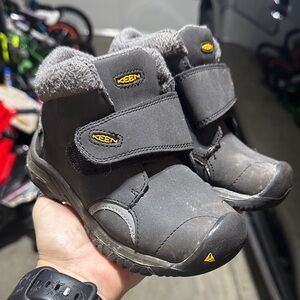 KEEN Kids Black Winter Boots with Yellow Accents